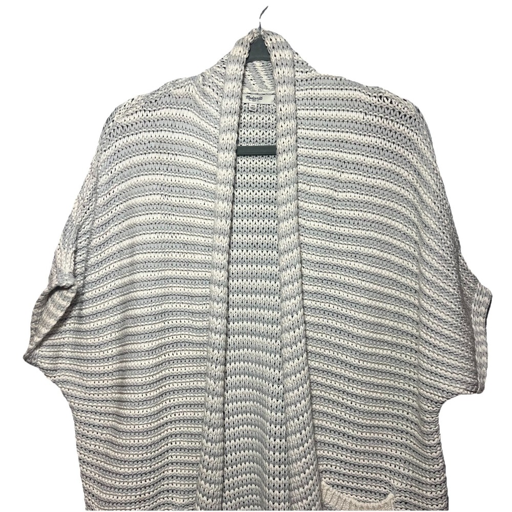 Madewell Curl Up Woven Oversized‎ Cardigan Blue & White - Women's Size XS - Picture 2 of 7